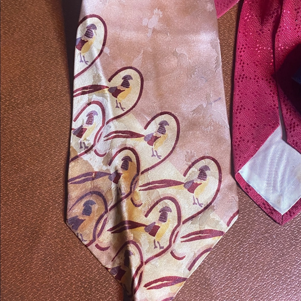 Vintage Wembley Champagne Bird Pattern Tie 48”x4”